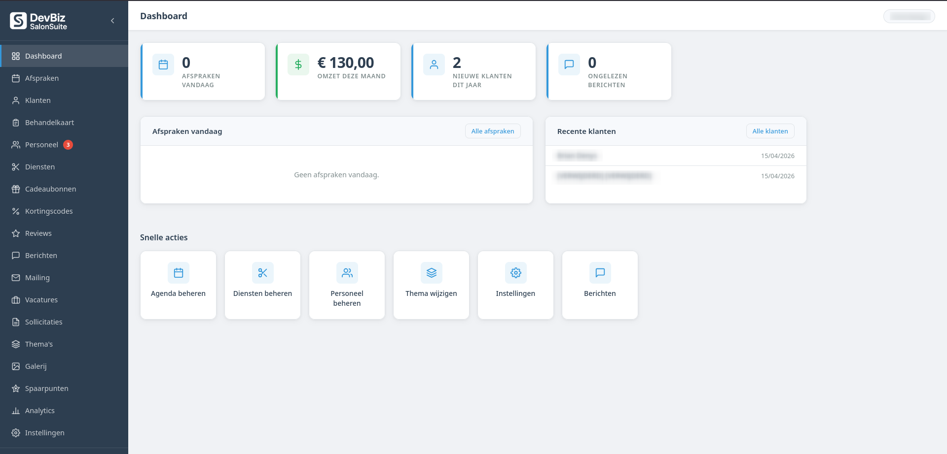 SalonSuite admin dashboard
